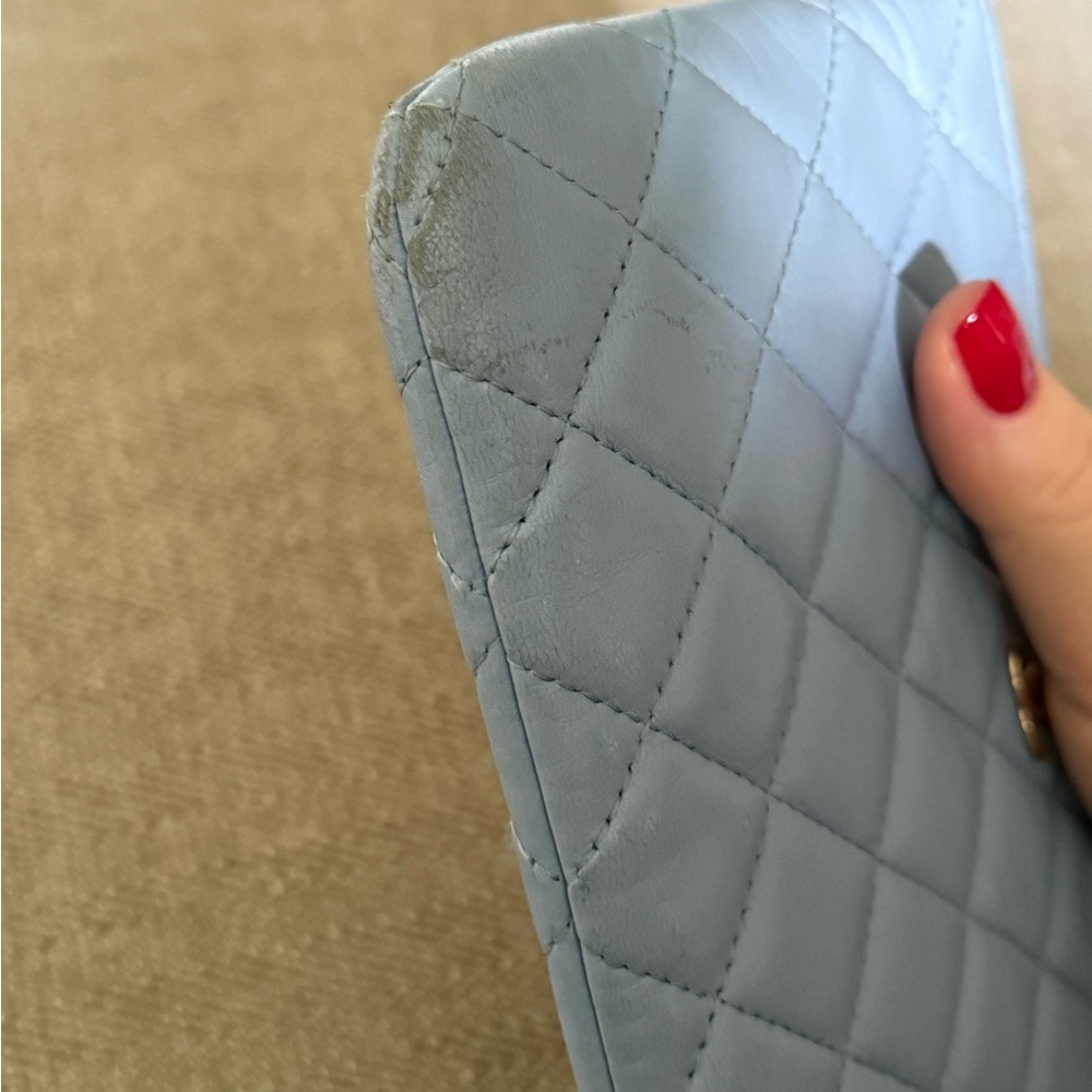 Chanel Blue Quilted O pouch clutch - Picture 9 of 15